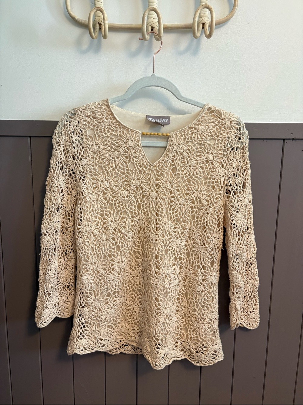 TANJAY | Cream Crochet Floral Lace Top
